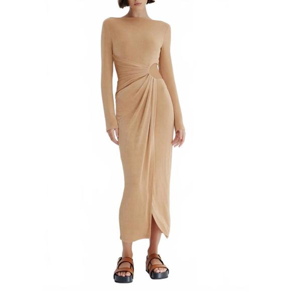 NEW SIGNIFICANT OTHER ivy midi dress in sand